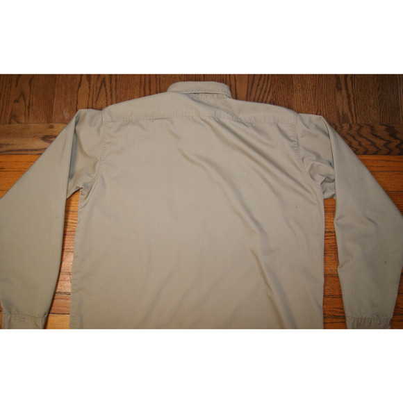 Vintage Oshkosh Best-Prest Tan Mens XL Long Sleeve Snap Button Work Shirt Stains - Picture 5 of 16